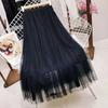 Spring New Sarong Pleated Mesh Half-body Skirt Women's Mid-length Skirt High Waist Thin Draped Long Skirt