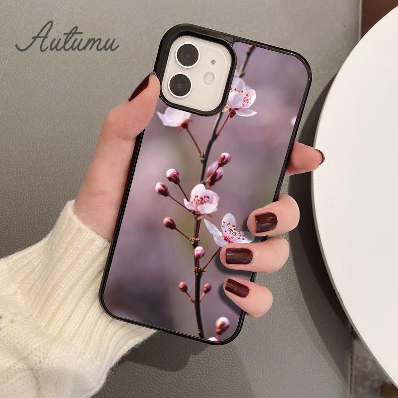 Чехол для телефона с цветком сливы для iPhone 11 12 13 14 Pro Max mini X XR XS SE 2020 6S 7 8 Plus Samsung Galaxy S21 S22 Крышка-накладка