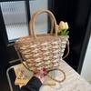 Woven Portable Vegetable Basket Bag Fashionable Summer Vacation Wind Bucket Bag Women's New Shoulder Messenger Bag