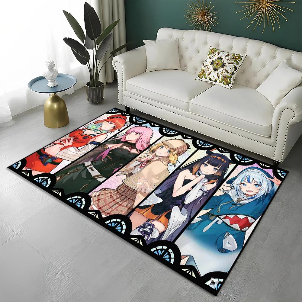 3D Cute Gawr Gura Hololive Cartoon Carpet Rug for Home Living Room Bedroom Sofa Doormat Decor,kids Area Rug Non-slip Floor Mat