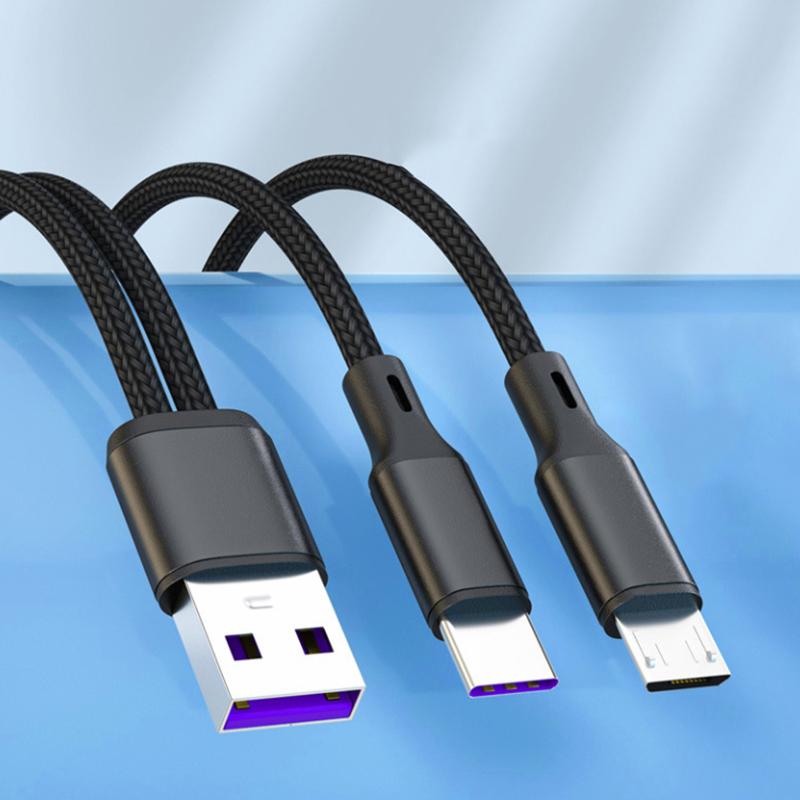 Быстрый зарядный кабель USB C 2-в-1, 5A, Y-разветвитель, Micro USB, дата-кабель для телефонов Android, планшетов, использования в автомобиле, в путешествиях
