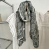 Women's Double-layer Cotton and Linen Floral Scarf Autumn and Winter Pleated Wrapped Shawl Scarf