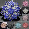 New New  Design Cluster Rhinestones Round Blossom Flower Crystal Silver Plated Brooches Pin