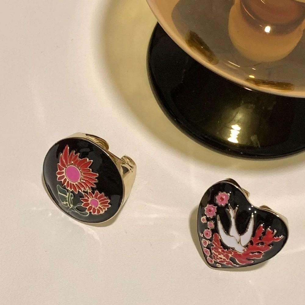 Luxury Enamel Ring Vintage Chunky Ring Personality Retro Drip Oil Ring Jewelry Gift