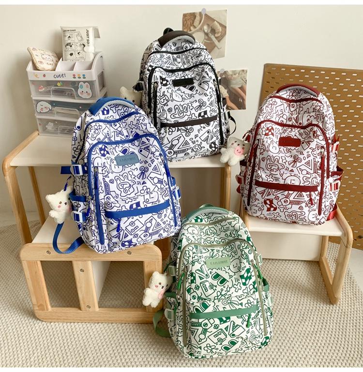 2024 Korean-Style Large Capacity Backpack for Junior High Students: Fashionable, Casual, Versatile Campus Gear