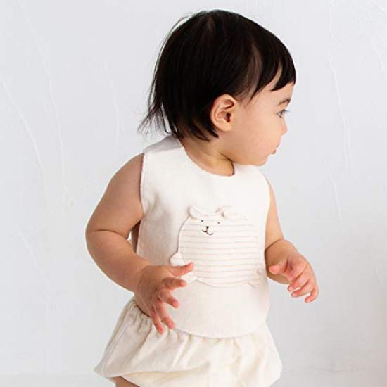 pompkins BABY Organic Cotton Bib and Dog Made in Japan Y-1083 100% [Rabbit, Bear, Series] (Rabbit (Natural))
