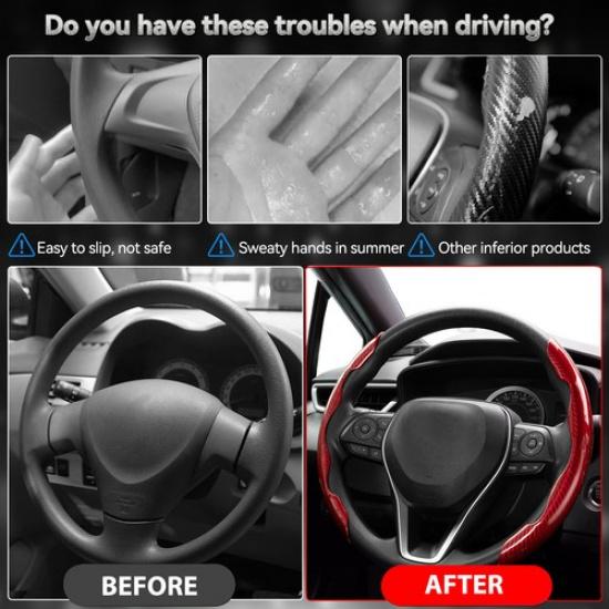 Красная Крышка-усилитель Руля Автомобиля Углеродное Волокно Противоскользящие Аксессуары США 2 шт.