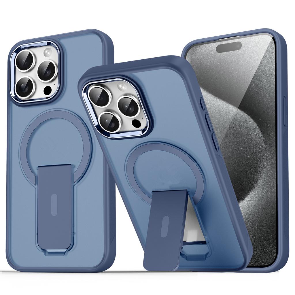 Hot Sale Matte Anti-fingerprint Hidden Holder Shockproof Magnetic Mobile Phone Case for iPhone 15 16 14 Plus 13 12 Pro Max 11 17