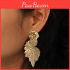 Metal Leaf Earrings With Gold Coating And Bold Design For Gift And Wedding