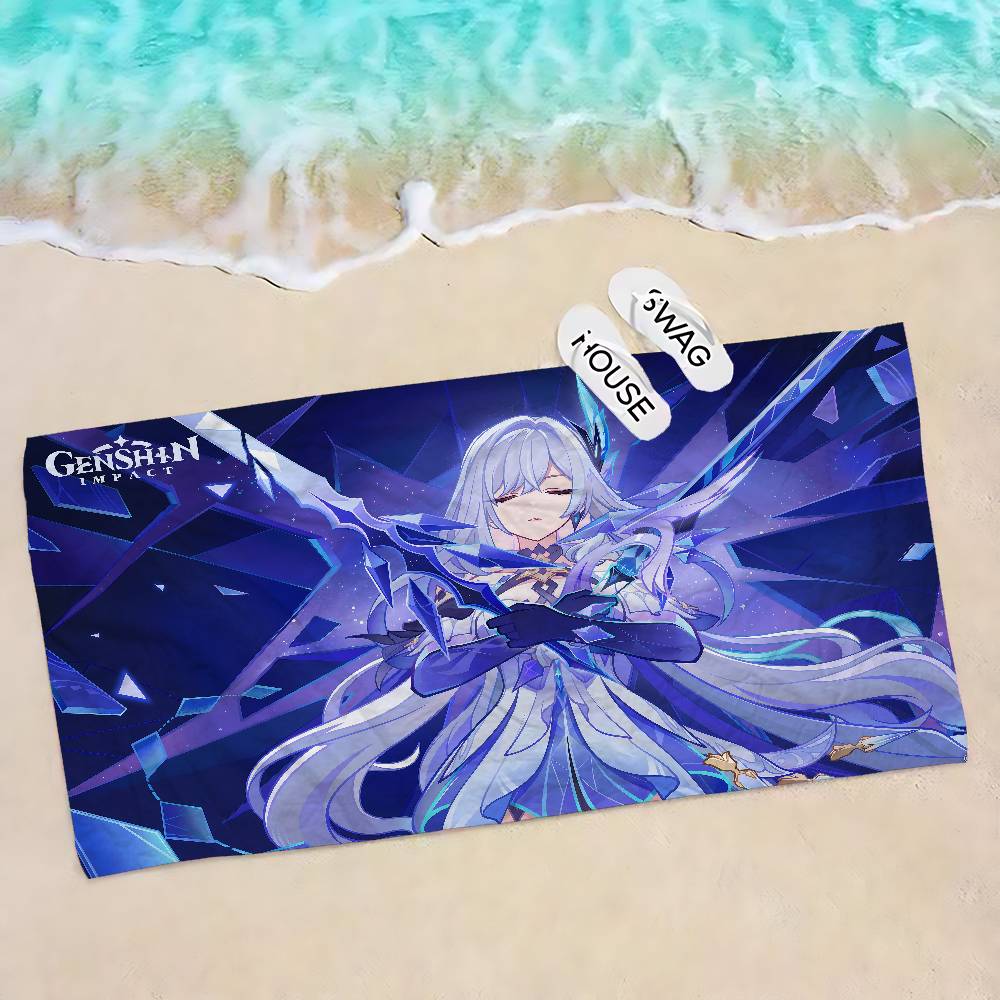 Genshin Impact Skirk Bath Towel Microfiber Soft Water Absorbing Breathable For Girl Kids Decorative Cartoon Beach Towel
