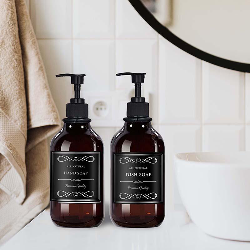 500 мл/16,9 унций, 2 шт., дозатор для мытья тела, мыла для рук и мыла для мытья посуды с насосом, бутылка для мыла для ванной комнаты с 6 водонепроницаемыми этикетками