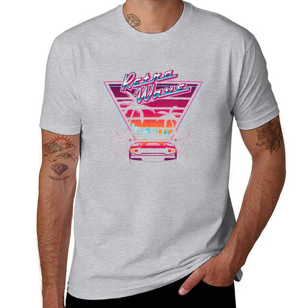 80s Vintage Retro Wave Synthwave Love Retro Wave Miami Beach T-Shirt summer tops shirts graphic tees Short sleeve tee men