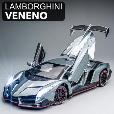 1:24 Lamborghini Veneno, суперкар, литая игрушечная модель автомобиля из сплава, звук и свет, детская игрушка, коллекционные предметы, подарок на день рождения