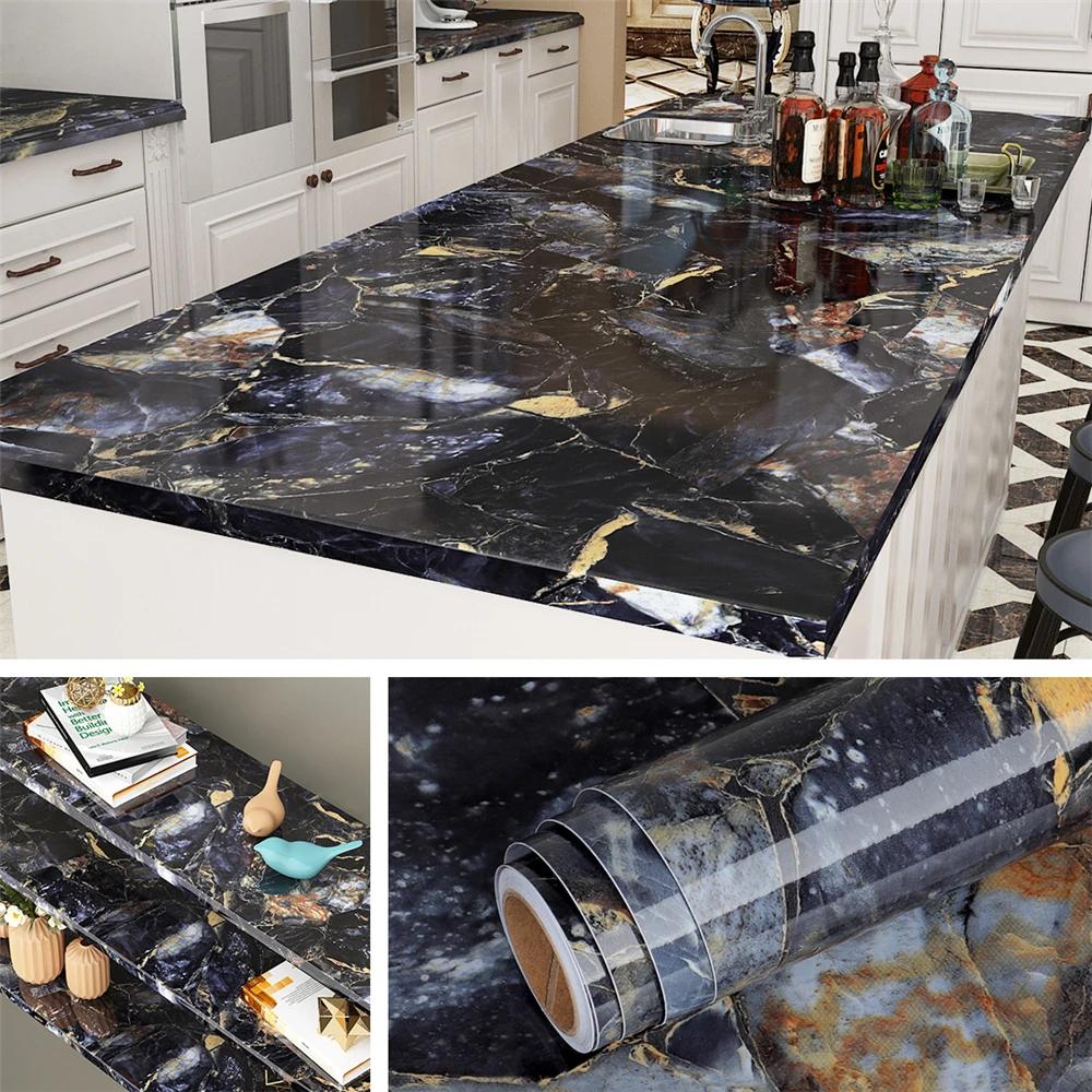 40 см Кухонная наклейка на стену самоклеящаяся с мраморным рисунком водонепроницаемая для шкафа плиты столешницы обои рабочий стол ванная комната ремонт