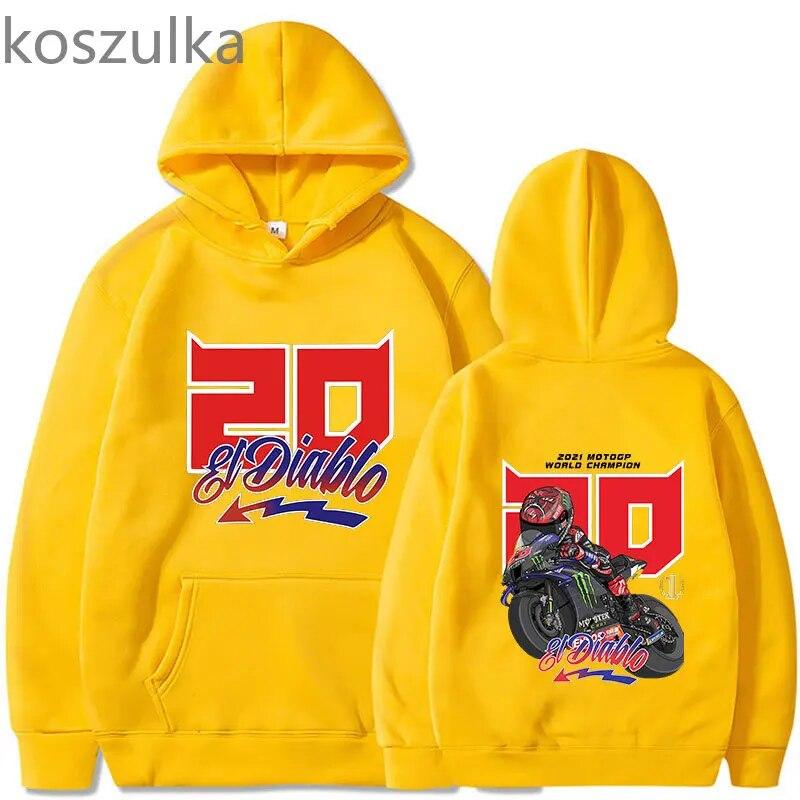 Fabio Quartararo 20 толстовка с принтом мотоциклов для унисекс всесезонный свободный теплый парный пуловер большого размера для женщин многоцветный уличный пуловер