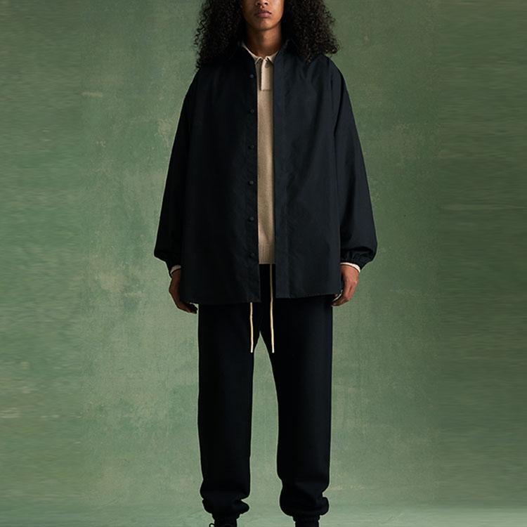 Fear of God Essentials Button Down Shirt Jet Black Men Tops 186BT234020F