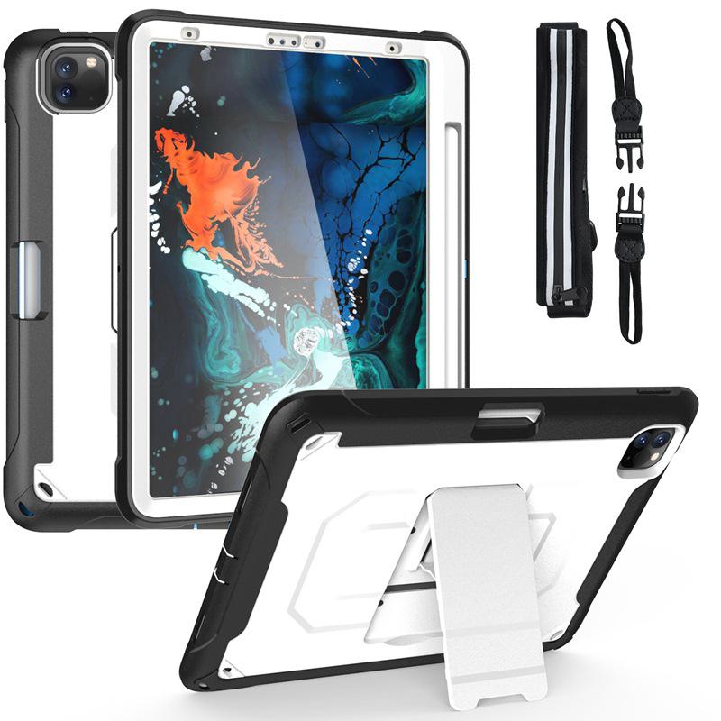 11-inch iPad Pro Silicone Tablet Cover with Pen Slot, Hand Strap, Shoulder Strap, Folding Stand, Anti-Fall Shell for 9.7-inch and 10.2-inch iPads.