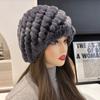 Женская теплая шапка из меха кролика Рекс, утолщенная, с защитой ушей, плюшевая вязаная шапка-баоту, осень и зима