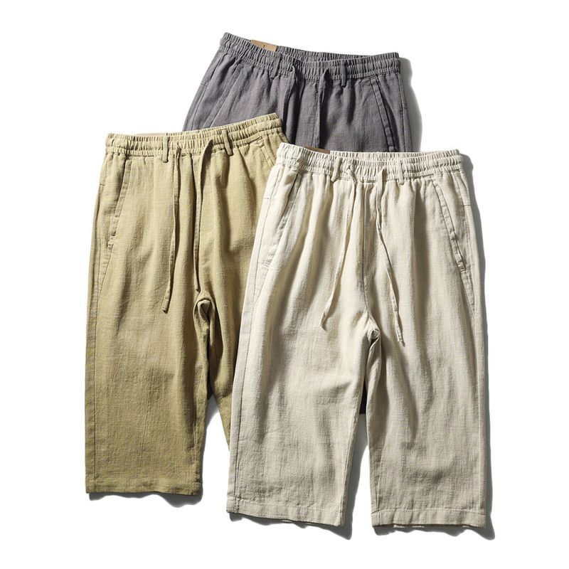 Cropped Pants Summer Thin Loose Export Men's Linen