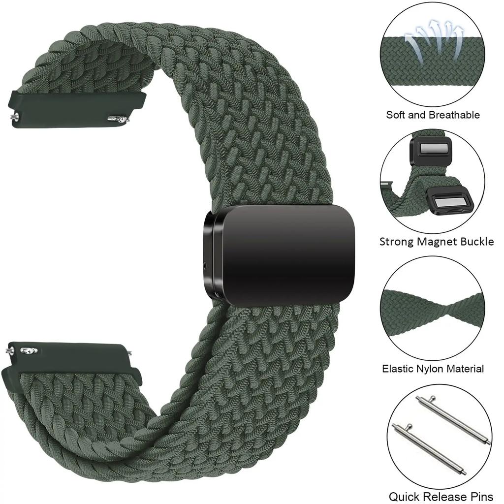 20 мм 22 мм Плетеный нейлоновый ремешок для Amazfit Active 2/GTS 4 Mini Магнитный ремешок Браслет Amazfit Bip 6 5 GTR 4/Balance Браслет