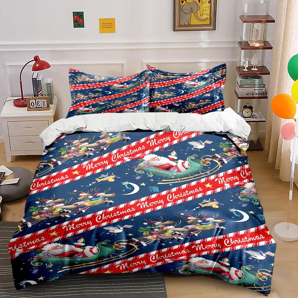 Santa, reindeer, sleigh pattern. Bedding sets Duvet cover sets Duvet covers Pillowcases(1 * Duvet Cover 2 * Pillowcases without duvet insert)