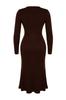 Women's Style Plus Size Brown Crew Neck Midi Knitwear Dress