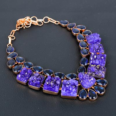 Ожерелье ручной работы из меди с друзами из натурального титана и иолита, 18 дюймов m2U13