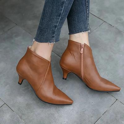 Мода 2024 Весна Женские Одинарные Сапоги Высокие Каблуки Туфли Остроносые Сапоги Черные Коричневые Женские Сексуальные Ботильоны