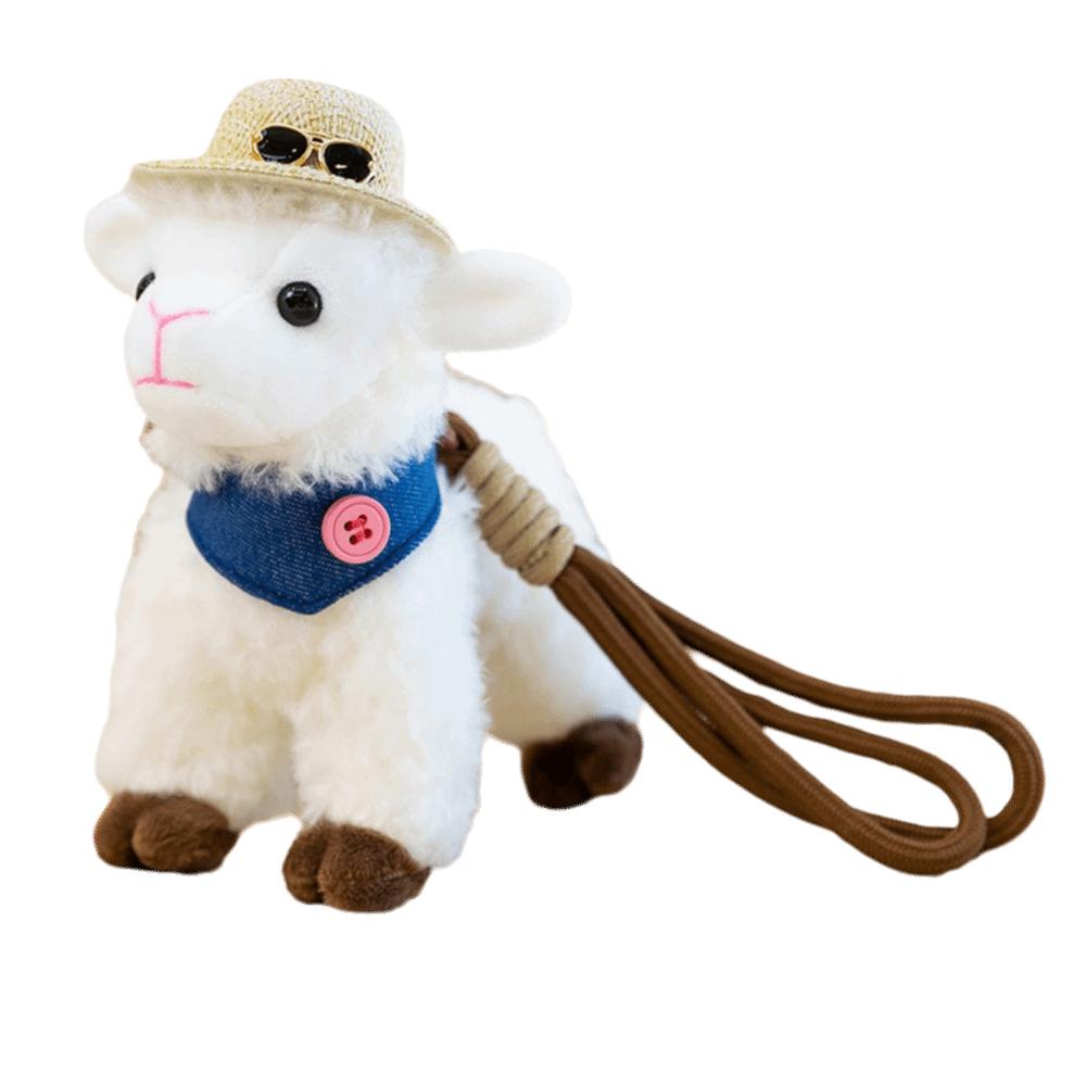 Kawaii Xinjiang Baby Lamb Doll PP Cotton Sheep Plush Keychain Standing Lamb Pendant Car Pendant