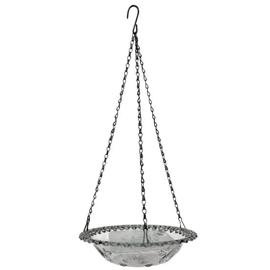 Heavy-Duty Outdoor Bird Bath Water Feeder with Rust-Proof Black Chains Hanging Bird Bath Hummingbird Feeder