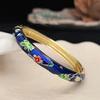 Enamel Peony Filigree Flower Bangle Traditional Women's Hand Bracelet  Gifts for Women Girl
