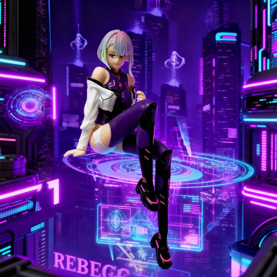 Pvc Cyberpunk: Edgerunners Anime Figurines - Lucy & Rebecca Sitting Poses | Street Samurai Desktop Model Toys, Fan Collection