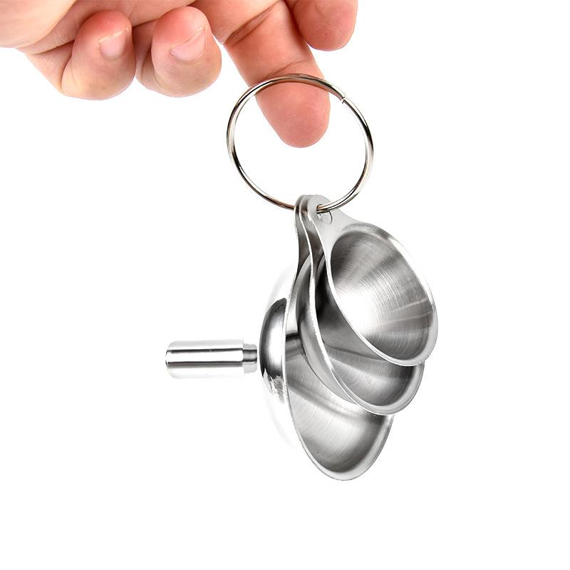 Small Stainless Steel Metal Kitchen Funnels Set for Essential Oil Spices Liquid