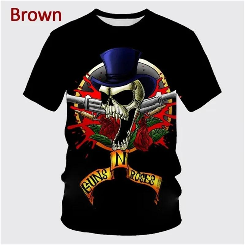 Новая летняя футболка Guns Rose Rock Band с 3D-печатью, мужская, с коротким рукавом, в стиле хип-хоп, унисекс, повседневная, модная, спортивная, панк-топы