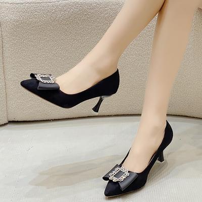 Французский заостренный носок, каблуки со стразами, женские осенние новые туфли-лодочки на шпильке большого размера, профессиональные одинарные туфли