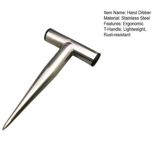 Stainless Steel Hand Dibber Plant Hole Digger Garden Planting Tool with T-Handle Soil Digging Tool for Planting Bulbs Tulips Daffodils Vegetable