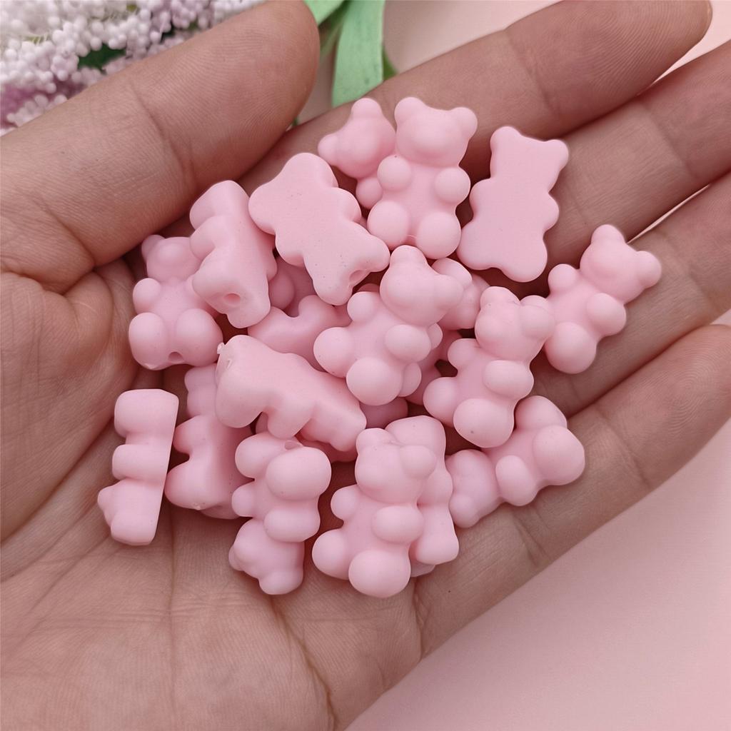 Высокое качество 20 шт. однотонных резиновых бусин 18*11 мм браслеты в форме медведя изготовление украшений своими руками ожерелье милые бусины в форме медведя