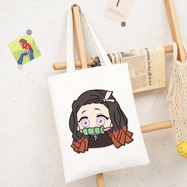 Genshin Impact Game Shoper Kawaii Bags Cute Cartoon Shopper Canvas Tote Bag Shopee Store Shoppers Handbags Women Shopping Bag