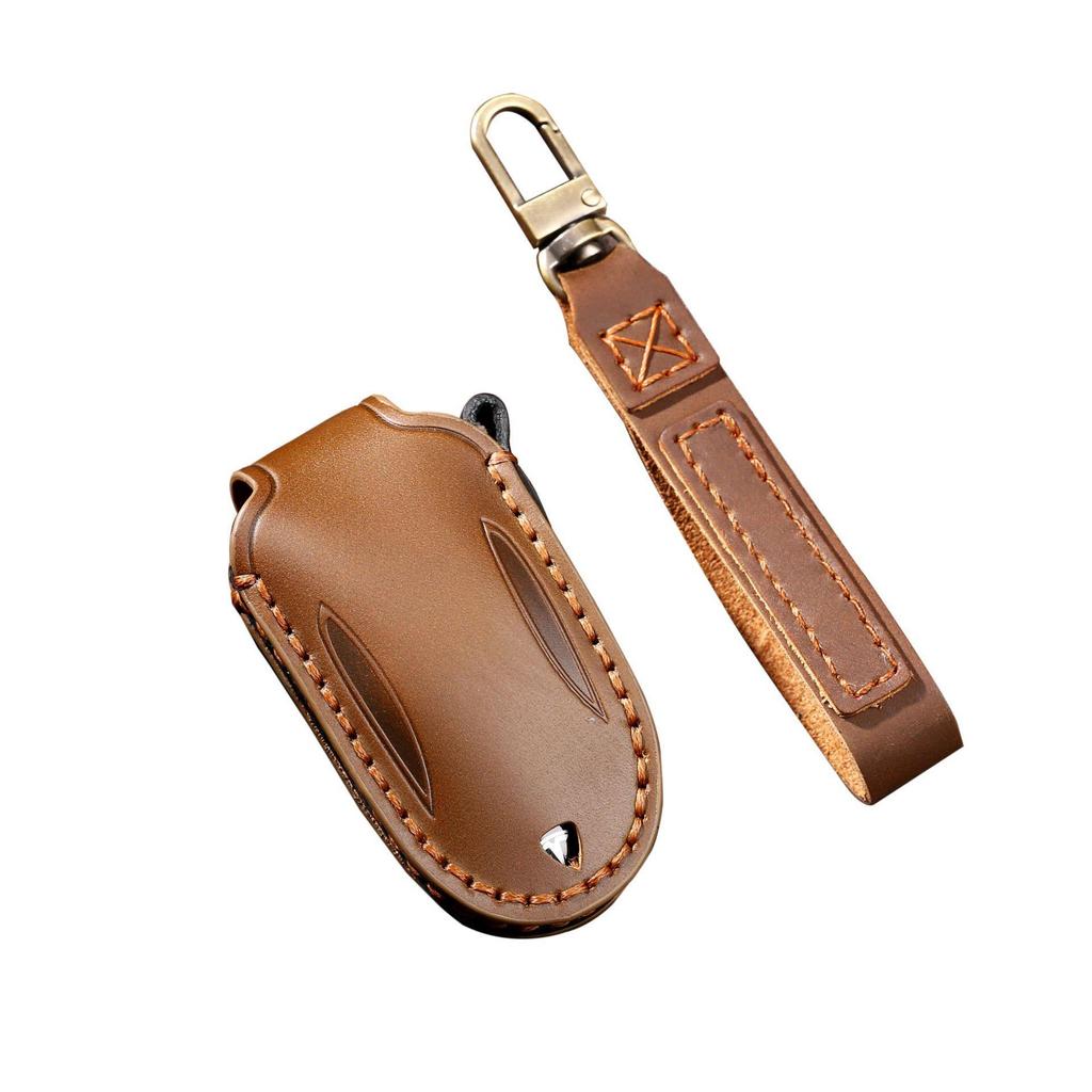 Роскошный текстурированный кожаный чехол для ключа Tesla - стильная защита ручной работы