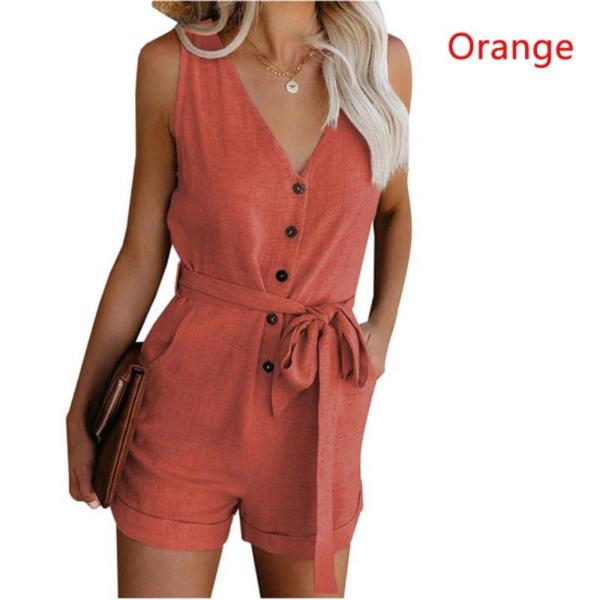 Летний женский повседневный комбинезон с бантом, V-образным вырезом, майкой, шортами, модная женская летняя одежда с карманами, ромперы, однотонный комбинезон для женщин