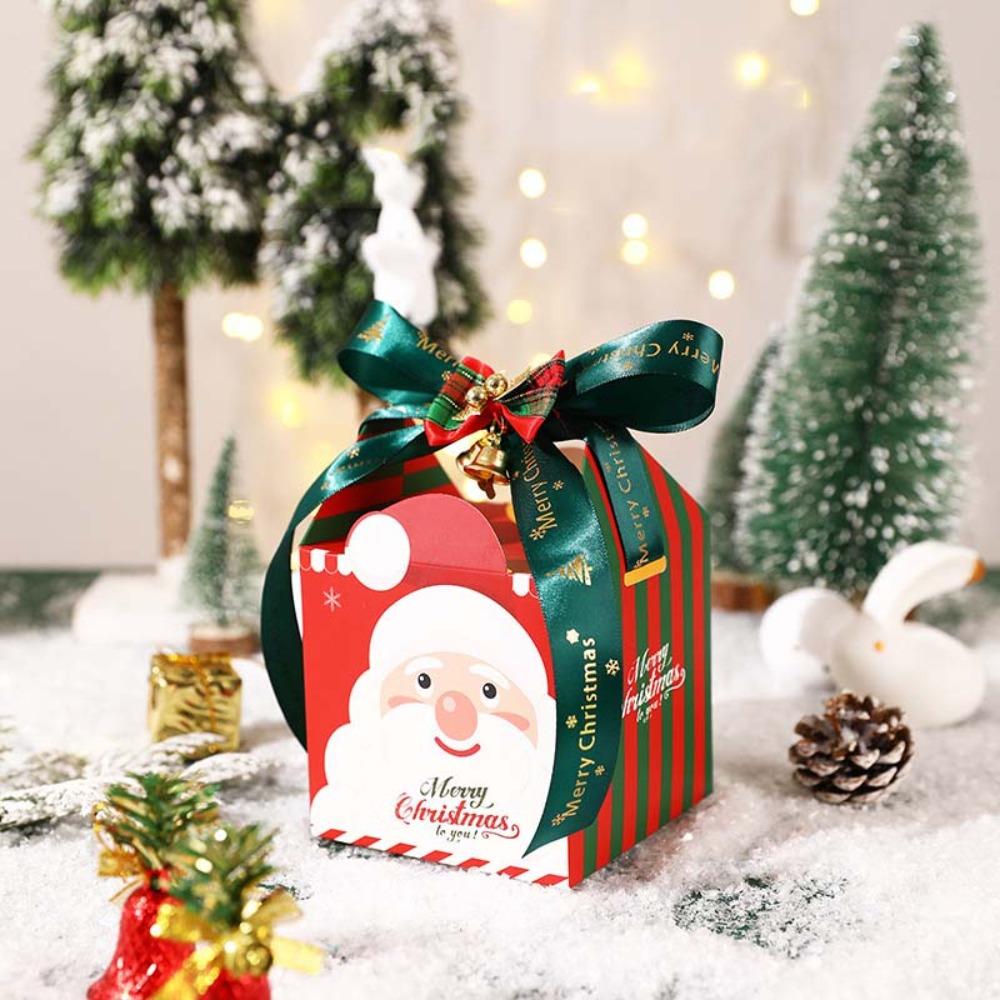 6PCS Square Christmas Candy Box Glitter Chocolate Box High-end Christmas Gift Packing Box Bakery