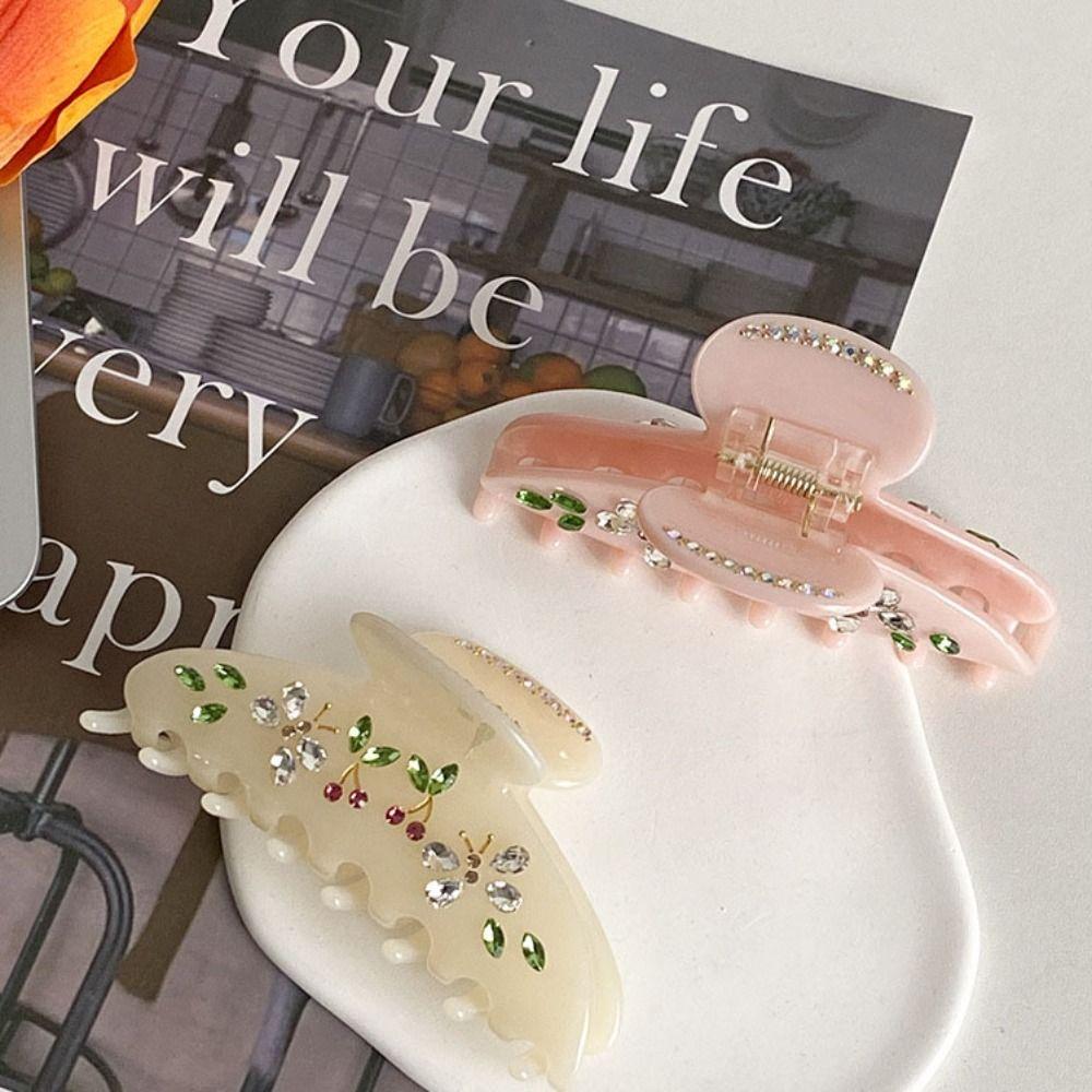 Rhinestone Transparent Acetate Hair Claw Hair Clip Flower Hair Claw Acetic Acid Shark Clip  Girls