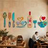 8PCS/SET Wood Wall Art Decals Self-adhesive Coffee Cup Wall Sticker  Kitchen