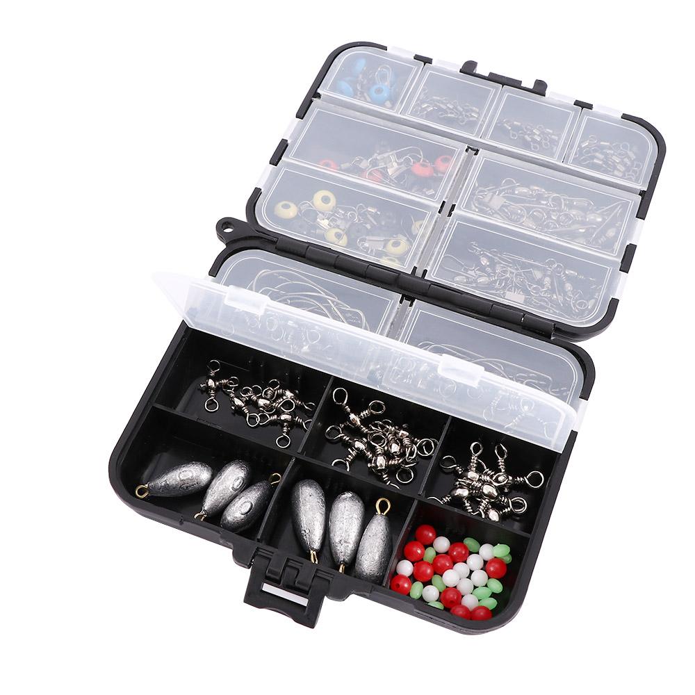 Аксессуары Грузила-бусины Джиг-крючки Вертлюжки Коробки для рыболовных снастей Набор 160 шт. Снасти Рыболовный инструмент