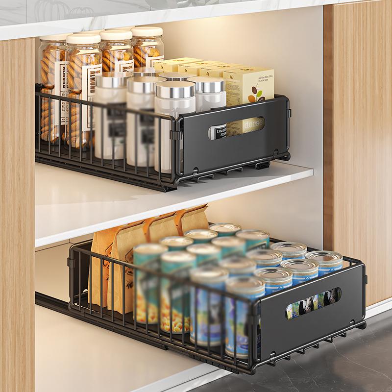 Kitchen Storage Rack Pull Out Cabinet Organizer Slide Drawer Storage Tray Seasoning Bottle Spice Storage Rack Kitchen Organizer