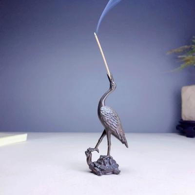 1 шт. Винтажная латунная статуэтка животного журавля, маленькая статуэтка на удачу, домашний декор, настольные украшения, миниатюрные фигурки, поделки, подставка для благовоний