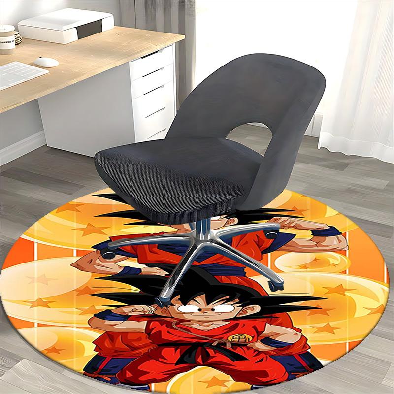 1pc Dragon Ball Z Goku & Vegeta Round Carpet - Anime Cartoon Design Chair Mat, Non-Slip Rug for Office, Home Decor, Living Room, Bedroom, Game Room De