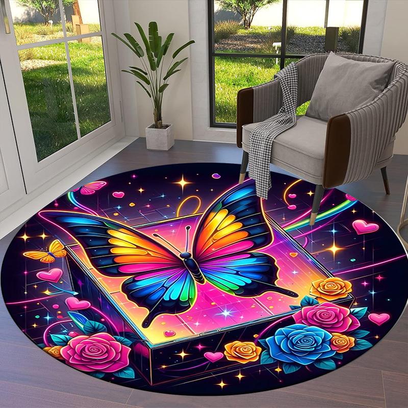 1pc Office Carpet Chair Mats Colorful Butterfly Fantasy Box Perfect for Decorating Office Chairs, Living Rooms, Or Bedrooms