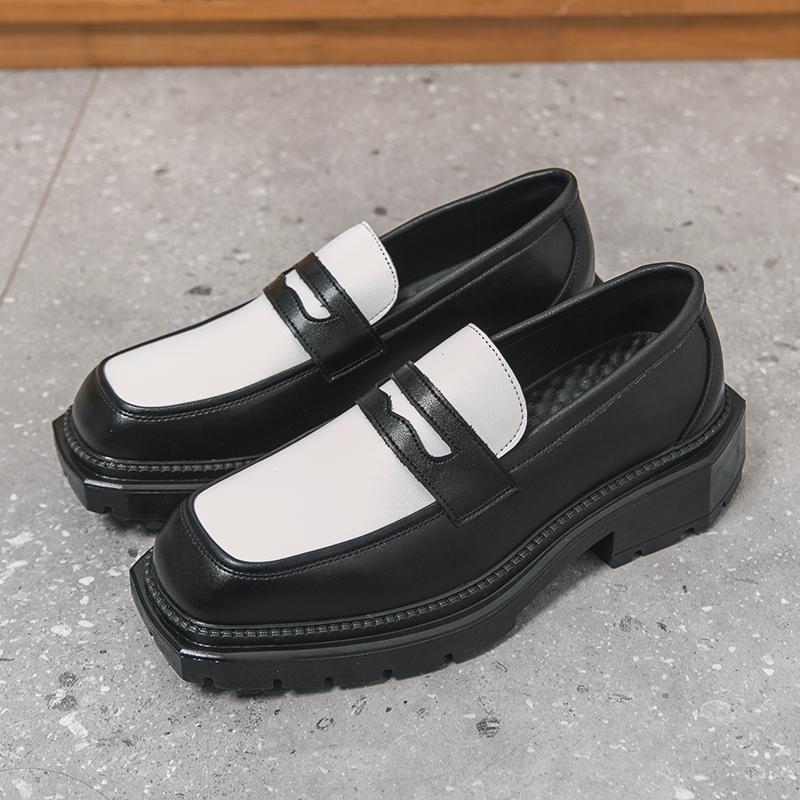 Мужские классические лоферы мужские удобные модные корейские на толстой подошве кожаные туфли элегантный британский стиль деловая обувь размер 38-45