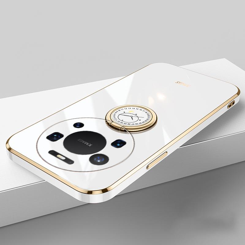 For Huawei Mate 80 Pro Case Smooth Electroplated Magnetic Suction Ring Bracket For Huawei Mate 80 Pro Plus Back Cover